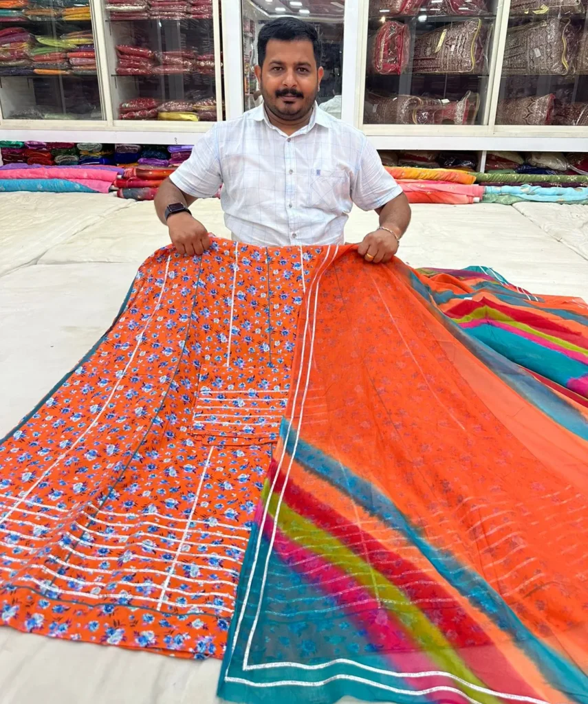 reddish rajputi poshak by marudhar handloom